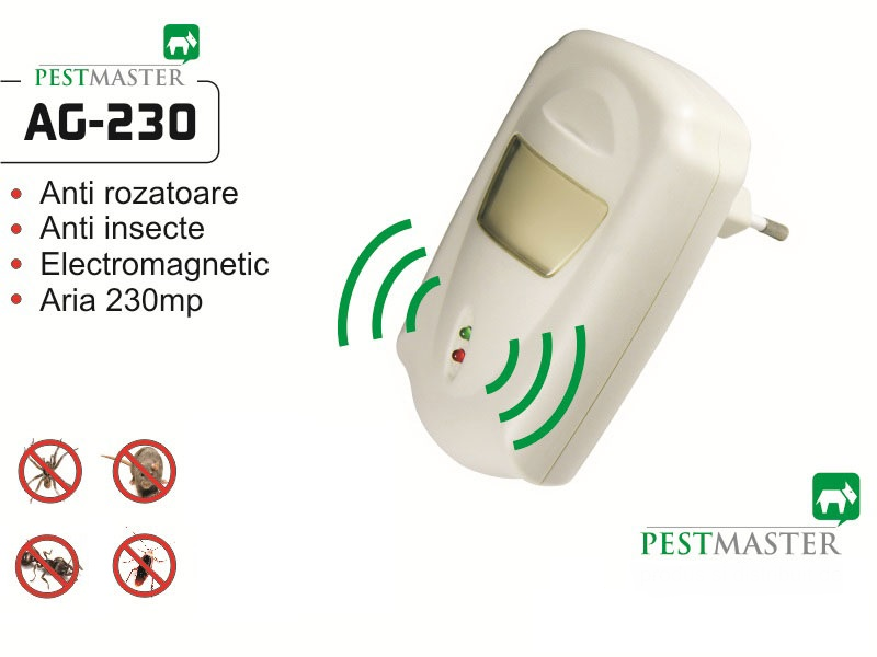 Pest Repeller - aparat cu unde electromagnetice anti gandaci, anti rozatoare Pestmaster AG230 - 230mp 